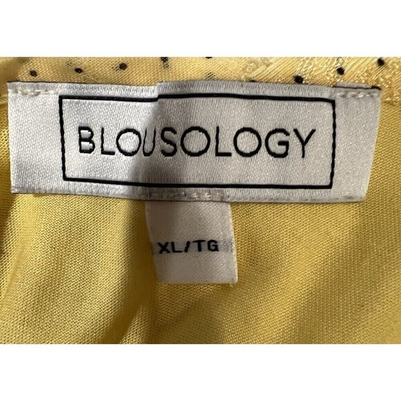 Blousology Women’s XL Flutter Sleeve Layered Lined Floral Print Polka Dot Yellow - Picture 6 of 8